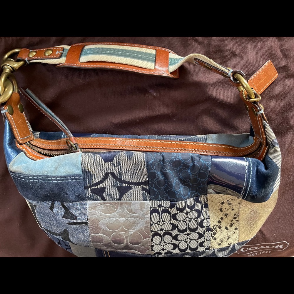 (Sold) Coach denim patchwork bag - Picture 2 of 5